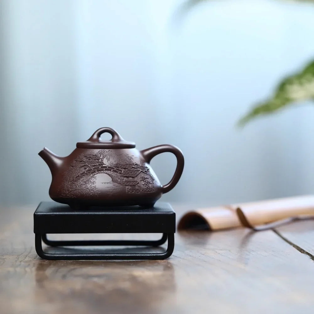 Full Handmade Yixing Zisha Teapot [Jiangnan Ziye Shi Piao Pot] (Zi Ni - 220ml) - YIQIN TEA HOUSE | yiqinteahouse.com | 200-300ml, full handmade zisha teapot, teapot, teaware