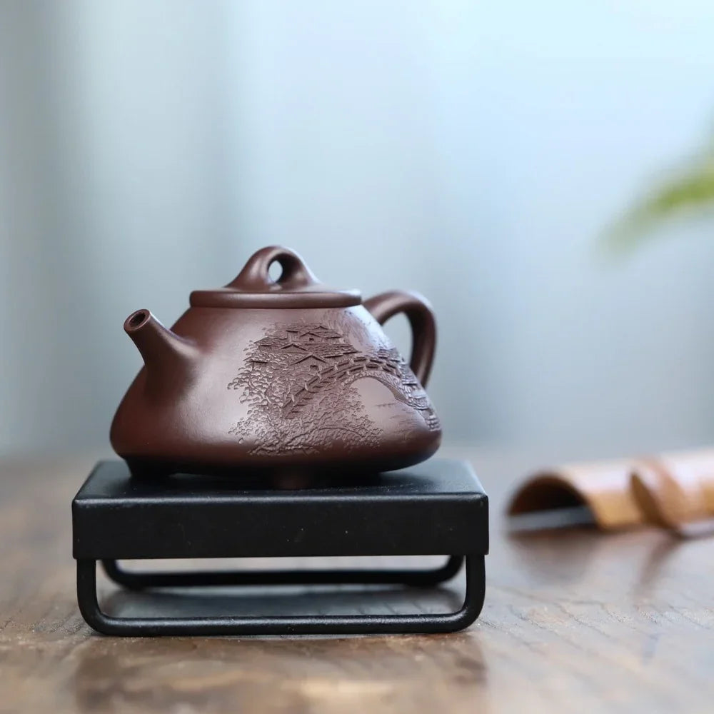 Full Handmade Yixing Zisha Teapot [Jiangnan Ziye Shi Piao Pot] (Zi Ni - 220ml) - YIQIN TEA HOUSE | yiqinteahouse.com | 200-300ml, full handmade zisha teapot, teapot, teaware