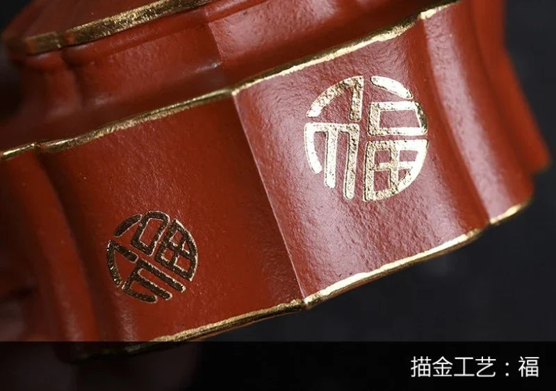 Teko Zisha Yixing Buatan Tangan Sepenuhnya [Jin Ling Fu Wen] (Zhu Sha Zhu Ni - 150ml)
