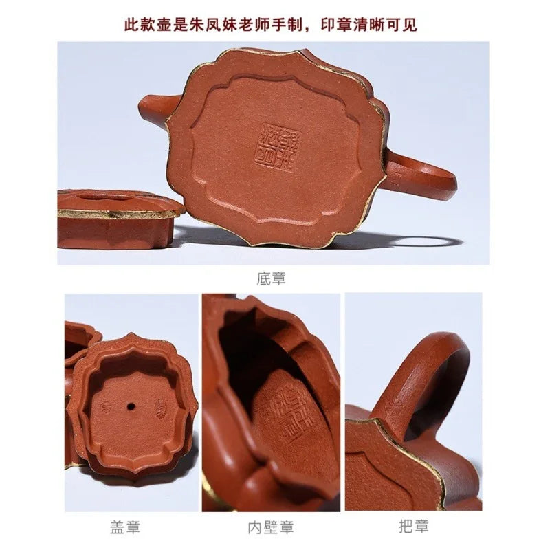 Teko Zisha Yixing Buatan Tangan Sepenuhnya [Jin Ling Fu Wen] (Zhu Sha Zhu Ni - 150ml)