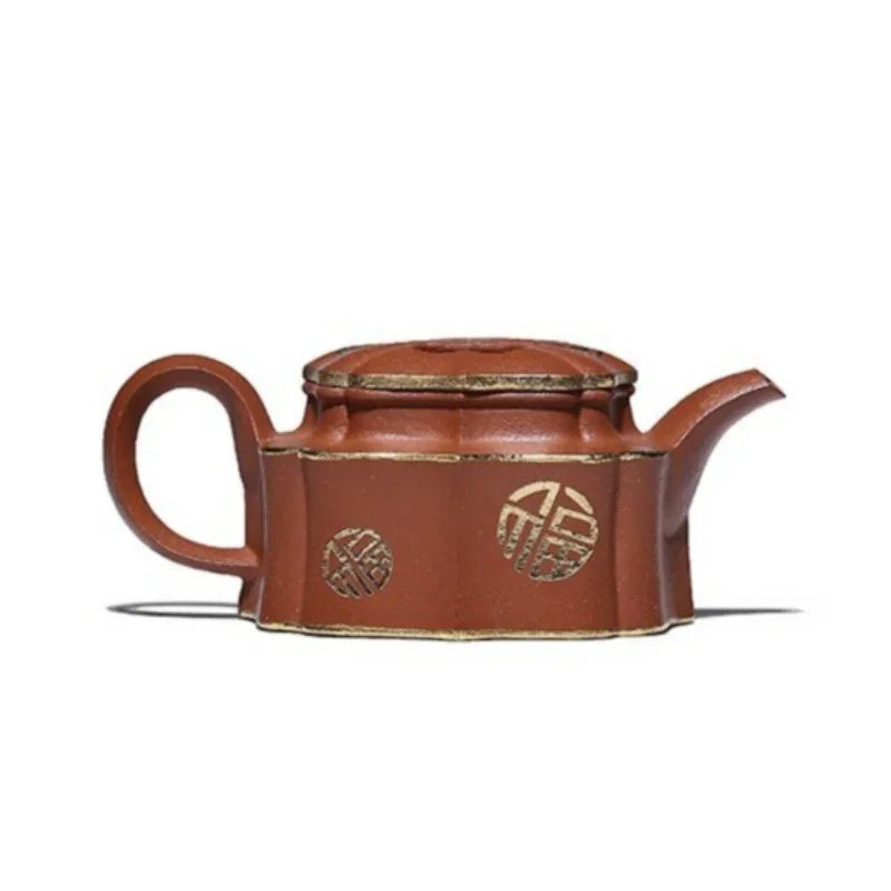 Teko Zisha Yixing Buatan Tangan Sepenuhnya [Jin Ling Fu Wen] (Zhu Sha Zhu Ni - 150ml)