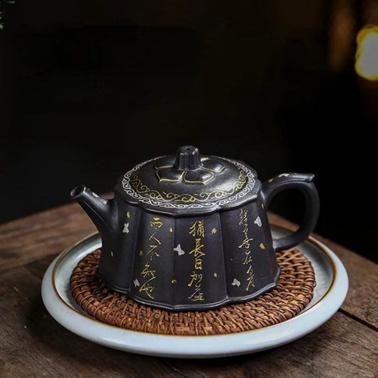 Full Handmade Yixing Zisha Teapot [Jin Ling Hua] (Hei Luolan - 350ml) - YIQIN TEA HOUSE | yiqinteahouse.com | >300ml, full handmade zisha teapot, new arrival, teapot, teaware