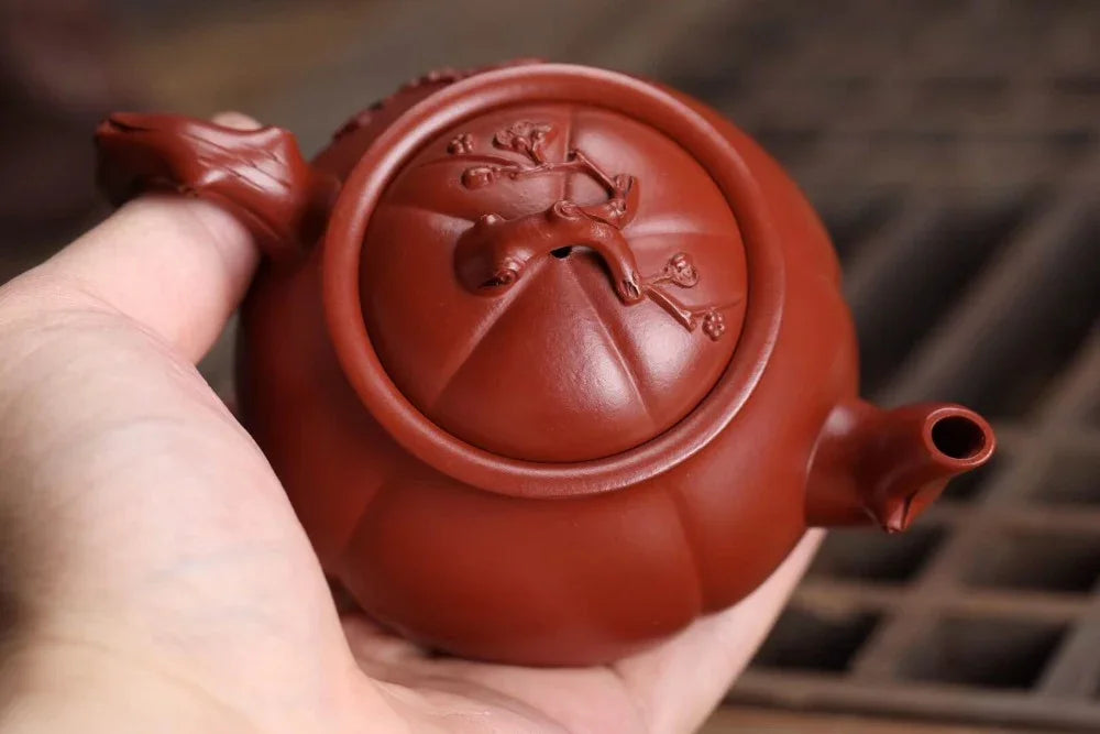 Teko Zisha Yixing Buatan Tangan Sepenuhnya [Jin Mei Pot] (Dahongpao - 190ml)