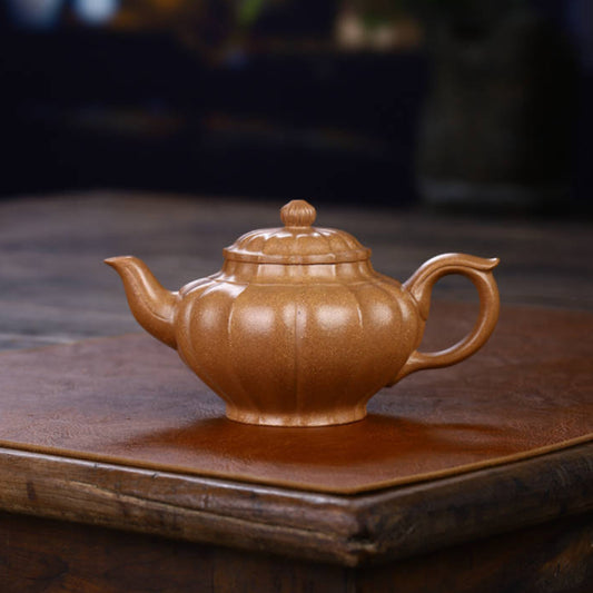 Full Handmade Yixing Zisha Teapot [Jin Nang Xiao Ying Pot] (Wucai Lao Duan Ni - 260ml) - YIQIN TEA HOUSE | yiqinteahouse.com | 200-300ml, full handmade zisha teapot, new arrival, plain smooth, teapot, teaware