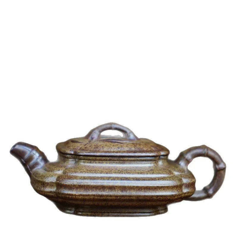 Teko Yixing Zisha Buatan Tangan Sepenuhnya [Jin Nang Xu Bian Pot] (Qing Duan Ni Dibakar Kayu Api - 200ml)