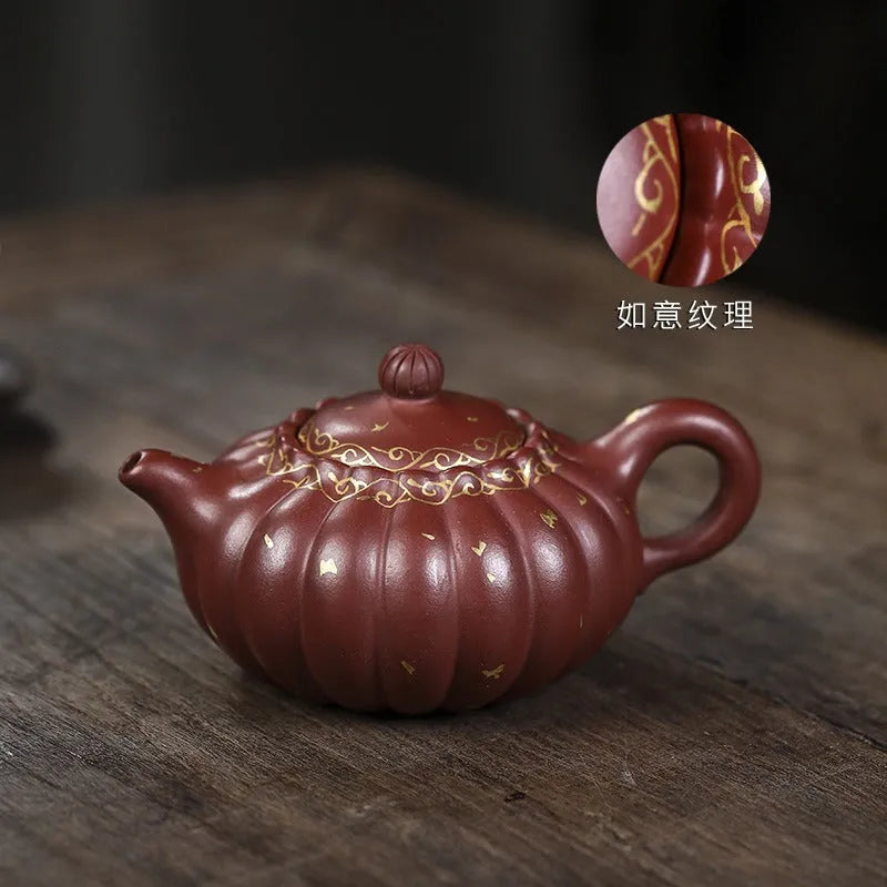 Full Handmade Yixing Zisha Teapot [Jin Wen Ruyi] (Long Xue Sha - 180ml) - YIQIN TEA HOUSE | yiqinteahouse.com | <200ml, full handmade zisha teapot, new arrival, teapot, teaware