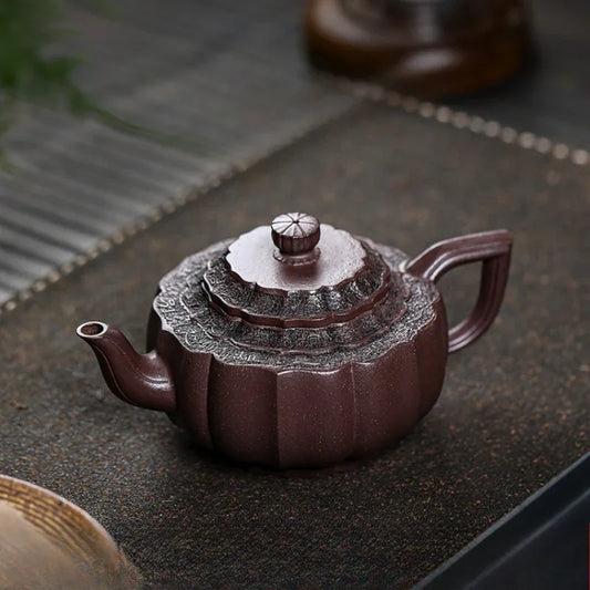Teko Zisha Yixing Buatan Tangan Sepenuhnya [Jin Wen Yu Wan] (Zi Ni - 300ml)