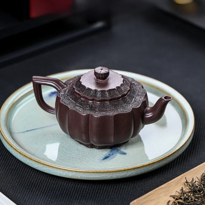 Teko Zisha Yixing Buatan Tangan Sepenuhnya [Jin Wen Yu Wan] (Zi Ni - 300ml)