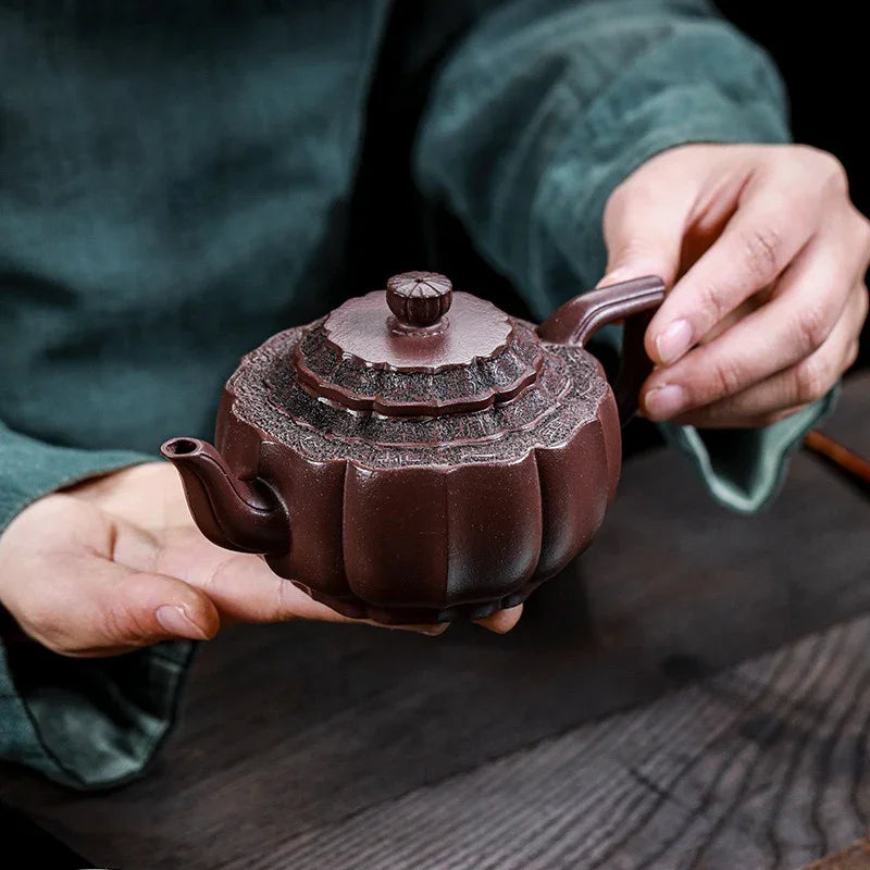 Teko Zisha Yixing Buatan Tangan Sepenuhnya [Jin Wen Yu Wan] (Zi Ni - 300ml)