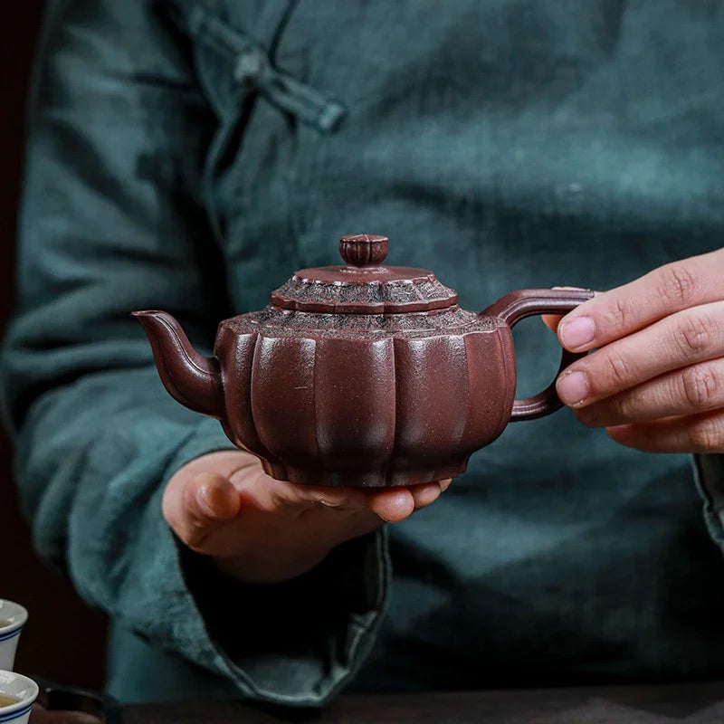 Teko Zisha Yixing Buatan Tangan Sepenuhnya [Jin Wen Yu Wan] (Zi Ni - 300ml)