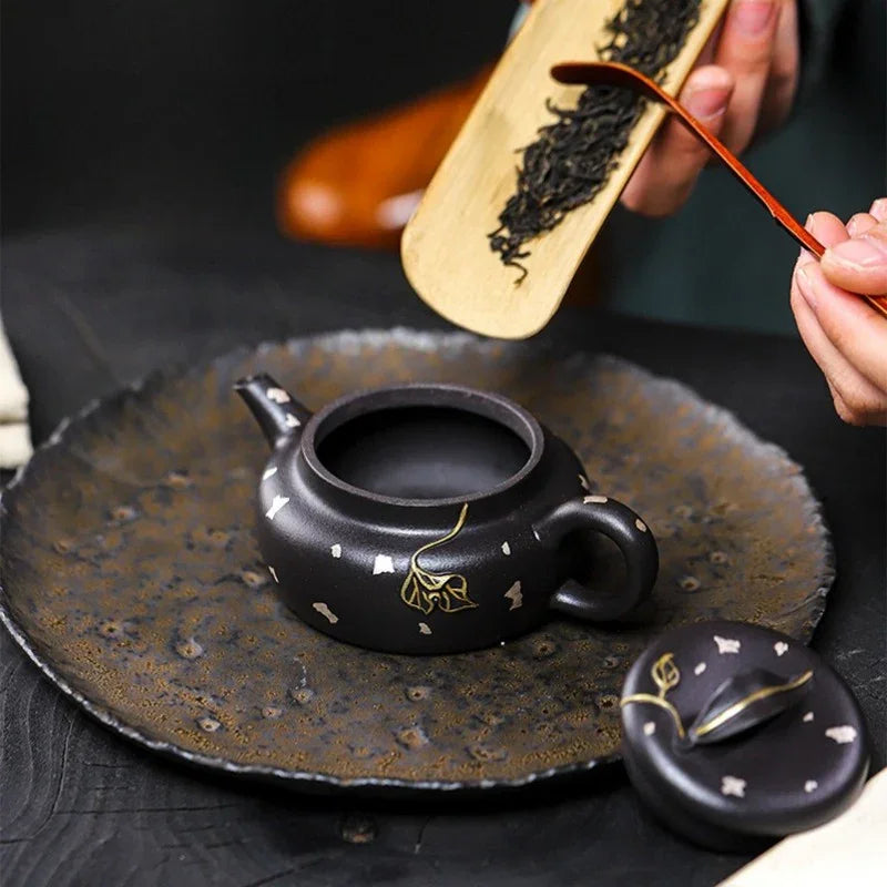Teko Zisha Yixing Buatan Tangan Sepenuhnya [Jin Zhi Yuye] (Hei Luo Lan - 150ml)