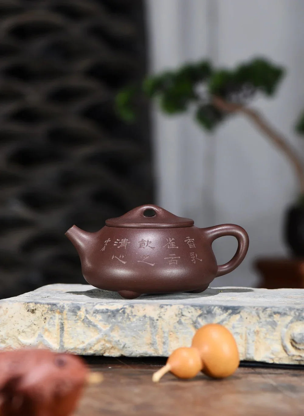 Teko Zisha Yixing Buatan Tangan Sepenuhnya [Jingzhou Shi Piao Pot] (Di Cao Qing - 350ml)