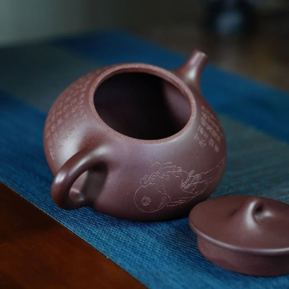Théière Yixing Zisha entièrement faite à la main [Pot Jingzhou Shi Piao – Jiang Jin Jiu] (Zi Ni – 300 ml)
