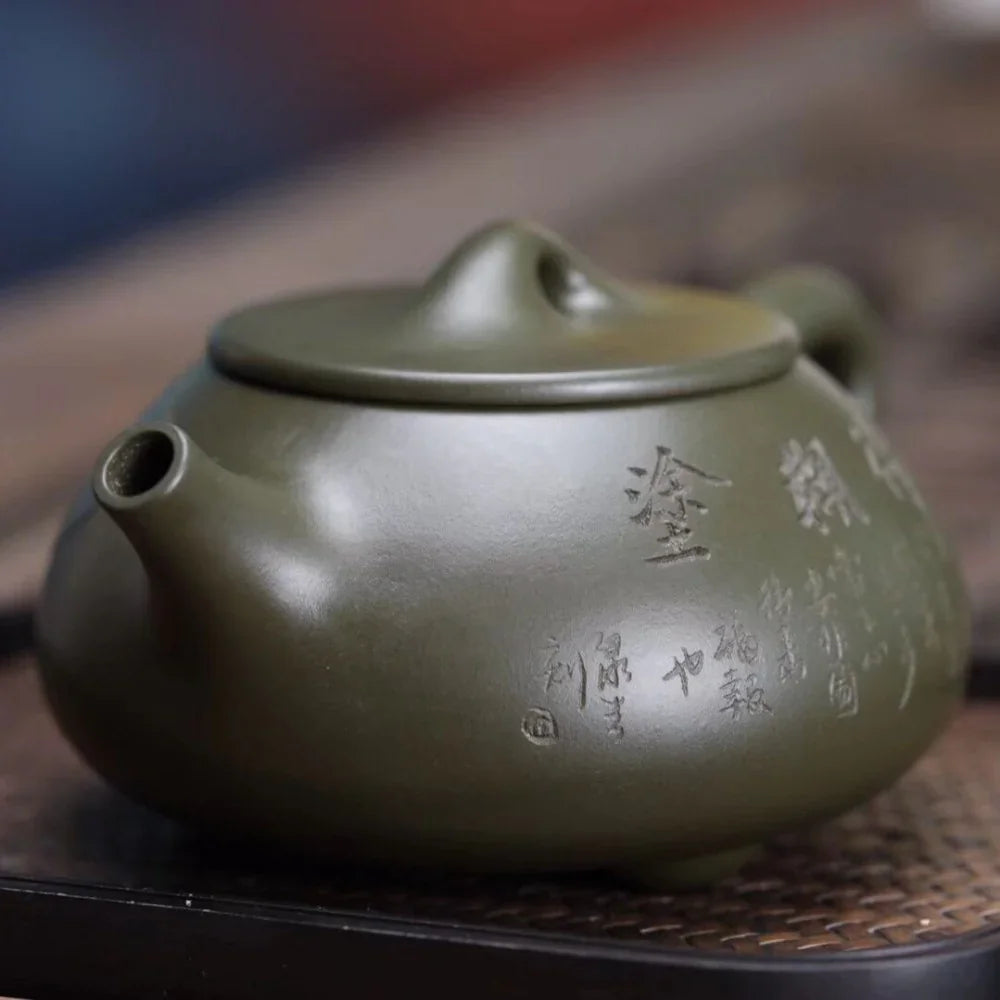全手工宜兴紫砂茶壶 [景舟石瓢壶] (绿泥 - 280ml)