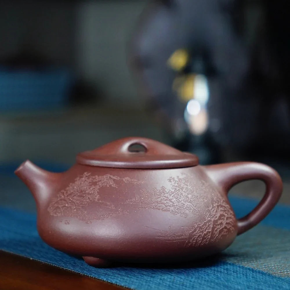 Teko Zisha Yixing Buatan Tangan Sepenuhnya [Jingzhou Shi Piao Pot - Ningjing Zhi Yuan] (Zi Ni - 400ml)