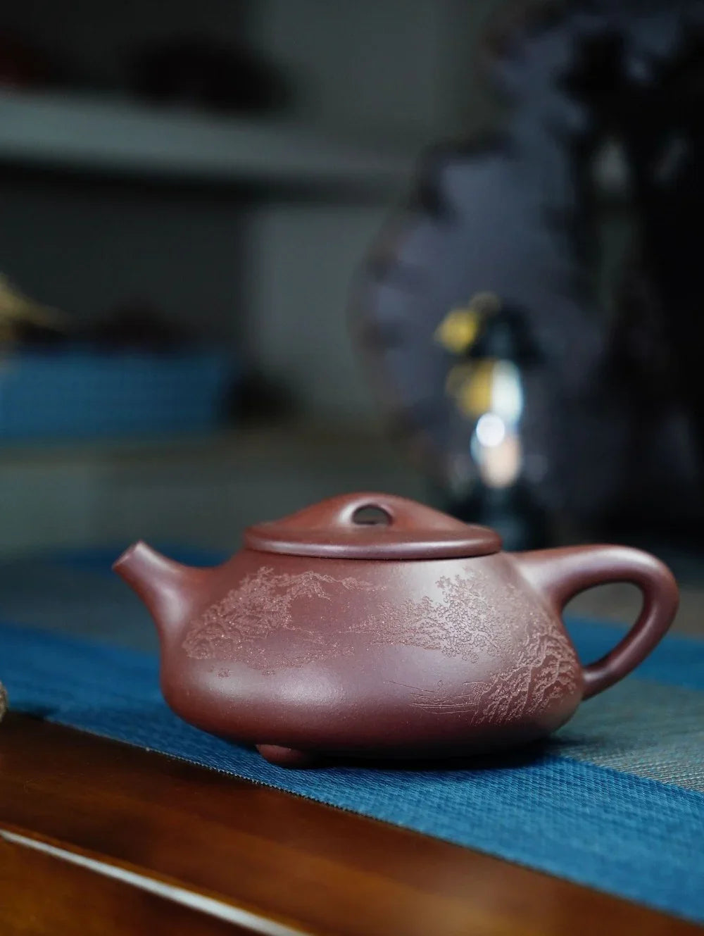 Teko Zisha Yixing Buatan Tangan Sepenuhnya [Jingzhou Shi Piao Pot - Ningjing Zhi Yuan] (Zi Ni - 400ml)