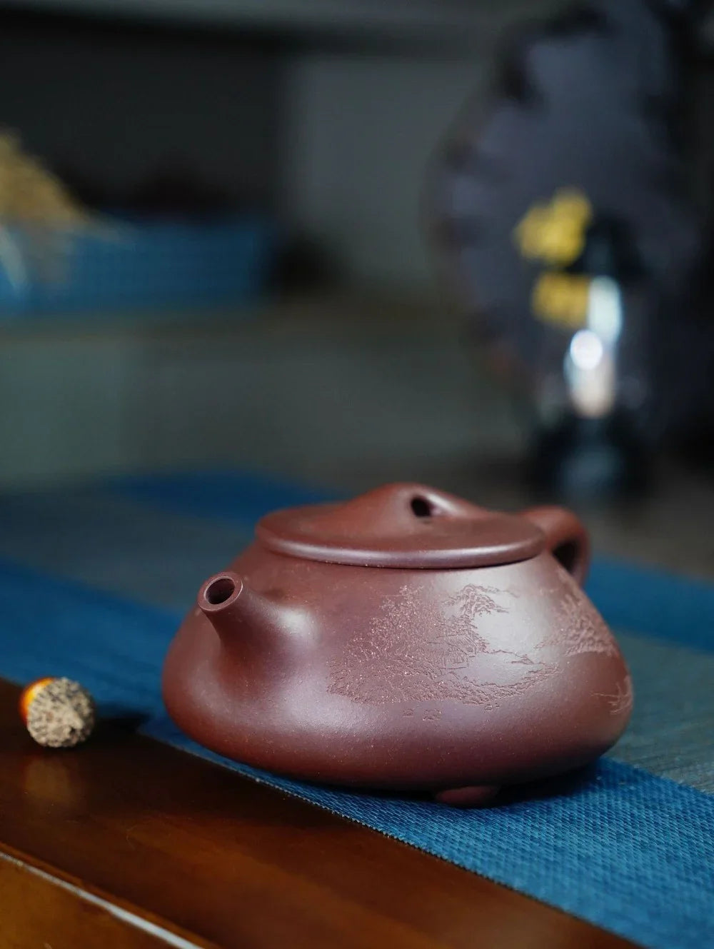 Teko Zisha Yixing Buatan Tangan Sepenuhnya [Jingzhou Shi Piao Pot - Ningjing Zhi Yuan] (Zi Ni - 400ml)