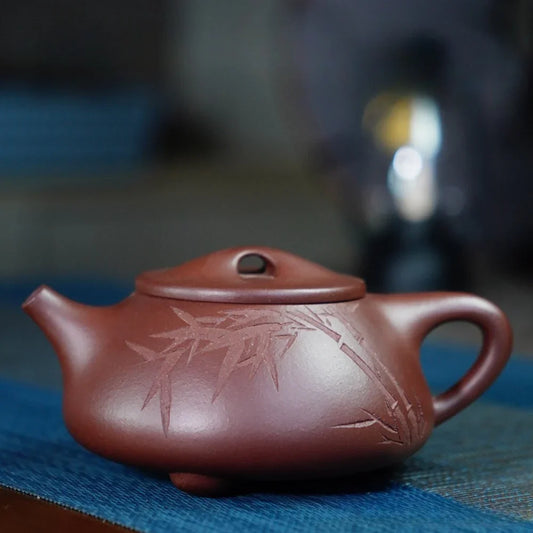 Teko Zisha Yixing Buatan Tangan Sepenuhnya [Jingzhou Shi Piao Pot - Qingfeng Zhu Ying] (Zi Ni - 260ml)