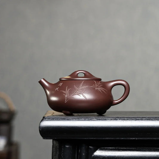 Teko Yixing Zisha Buatan Tangan Sepenuhnya [Jingzhou Shi Piao Pot] (Zi Ni - 300ml)