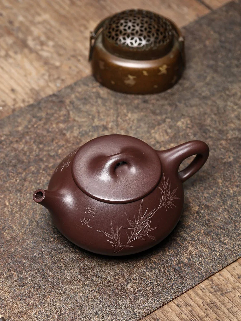 Teko Yixing Zisha Buatan Tangan Sepenuhnya [Jingzhou Shi Piao Pot] (Zi Ni - 300ml)