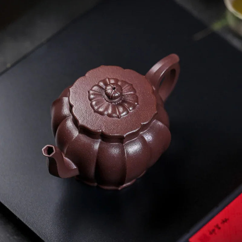 Teko Zisha Yixing Buatan Tangan Sepenuhnya [Jinwen Gongdeng] (Zi Ni - 250ml)