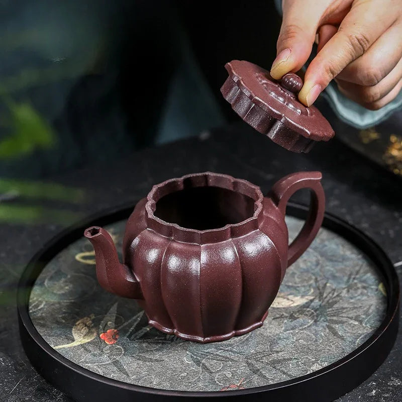 Teko Zisha Yixing Buatan Tangan Sepenuhnya [Jinwen Gongdeng] (Zi Ni - 250ml)