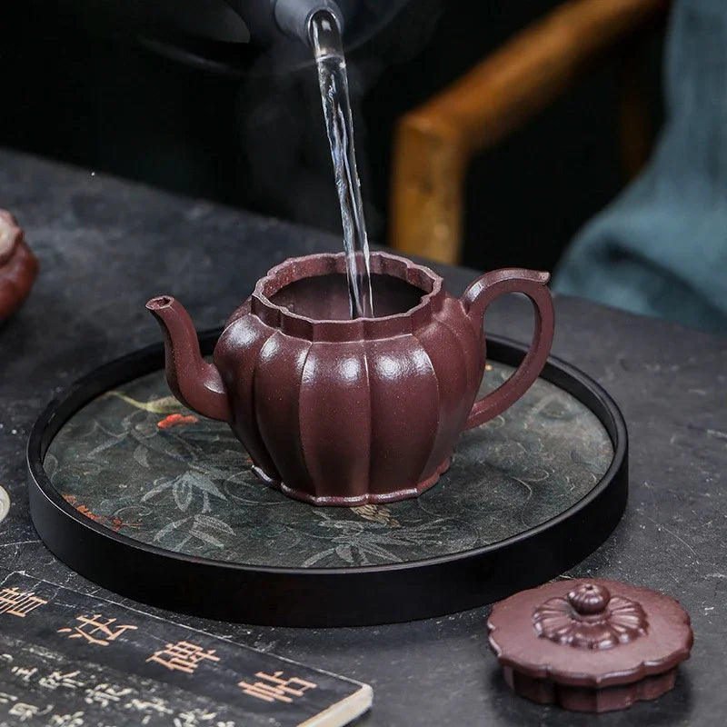 Teko Zisha Yixing Buatan Tangan Sepenuhnya [Jinwen Gongdeng] (Zi Ni - 250ml)