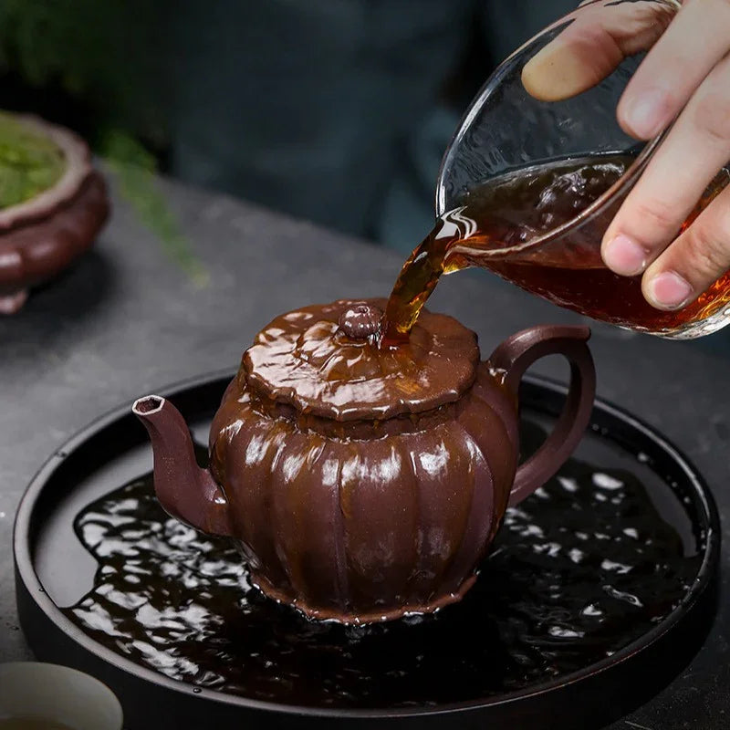 Teko Zisha Yixing Buatan Tangan Sepenuhnya [Jinwen Gongdeng] (Zi Ni - 250ml)