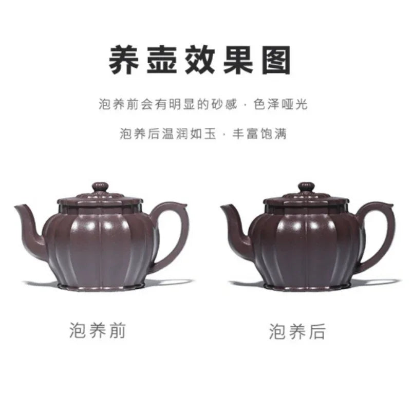 Teko Zisha Yixing Buatan Tangan Sepenuhnya [Jinwen Gongdeng] (Zi Ni - 250ml)