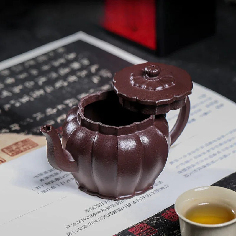 Teko Zisha Yixing Buatan Tangan Sepenuhnya [Jinwen Gongdeng] (Zi Ni - 250ml)