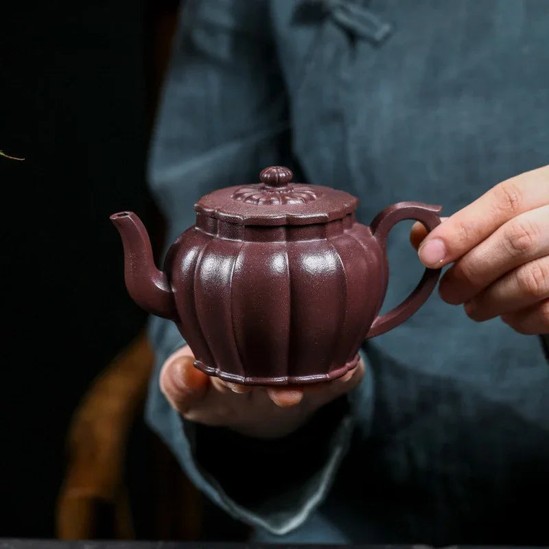 Teko Zisha Yixing Buatan Tangan Sepenuhnya [Jinwen Gongdeng] (Zi Ni - 250ml)
