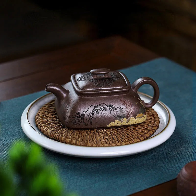 Full Handmade Yixing Zisha Teapot [Jinxiu Shanhe] (Ziyu Jin Sha - 220ml) - YIQIN TEA HOUSE | yiqinteahouse.com | 200-300ml, full handmade zisha teapot, new arrival, teapot, teaware