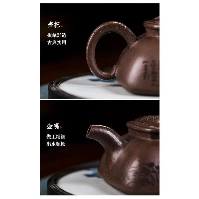 Full Handmade Yixing Zisha Teapot [Jinxiu Shanhe] (Ziyu Jin Sha - 220ml) - YIQIN TEA HOUSE | yiqinteahouse.com | 200-300ml, full handmade zisha teapot, new arrival, teapot, teaware