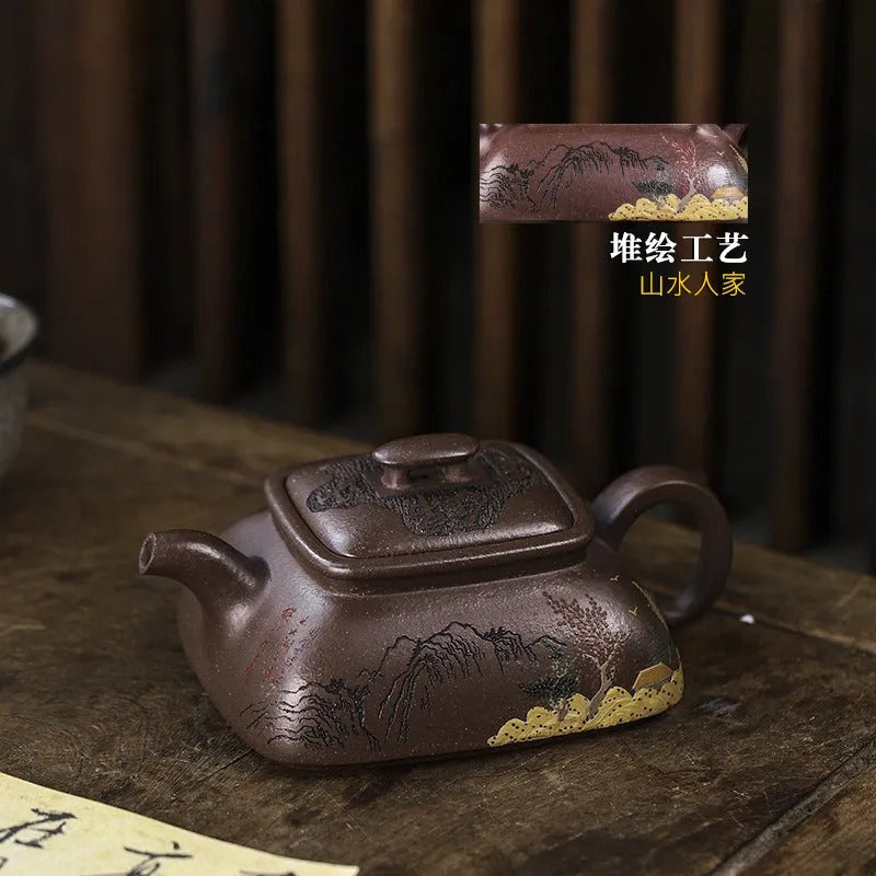 Full Handmade Yixing Zisha Teapot [Jinxiu Shanhe] (Ziyu Jin Sha - 220ml) - YIQIN TEA HOUSE | yiqinteahouse.com | 200-300ml, full handmade zisha teapot, new arrival, teapot, teaware