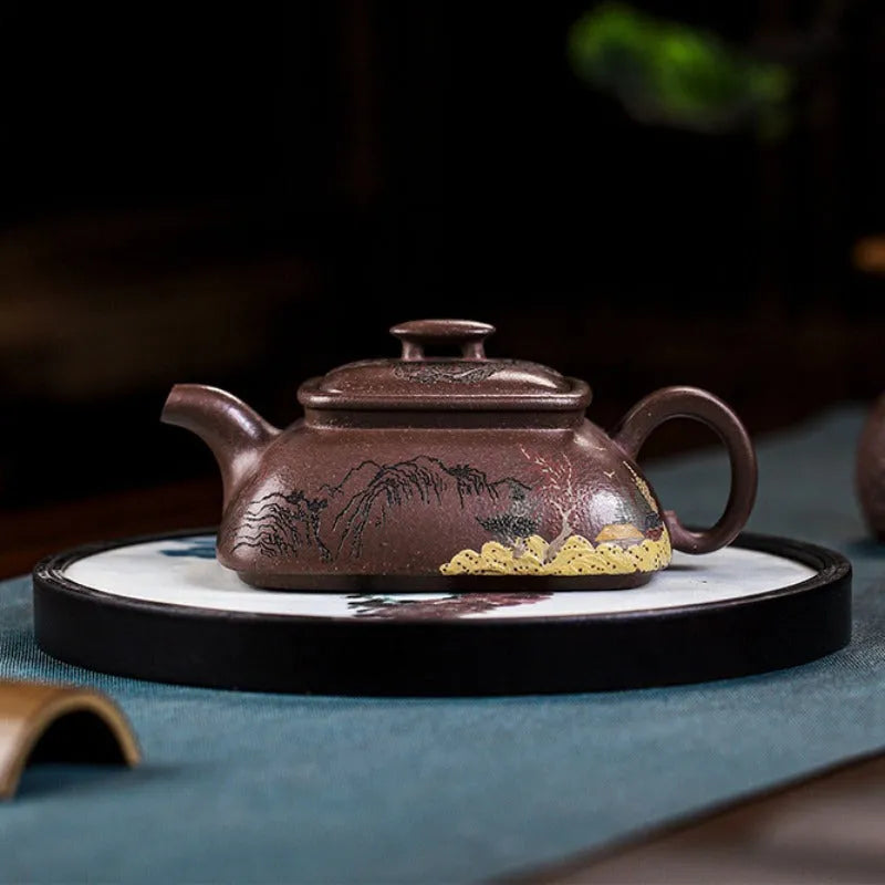 Full Handmade Yixing Zisha Teapot [Jinxiu Shanhe] (Ziyu Jin Sha - 220ml) - YIQIN TEA HOUSE | yiqinteahouse.com | 200-300ml, full handmade zisha teapot, new arrival, teapot, teaware