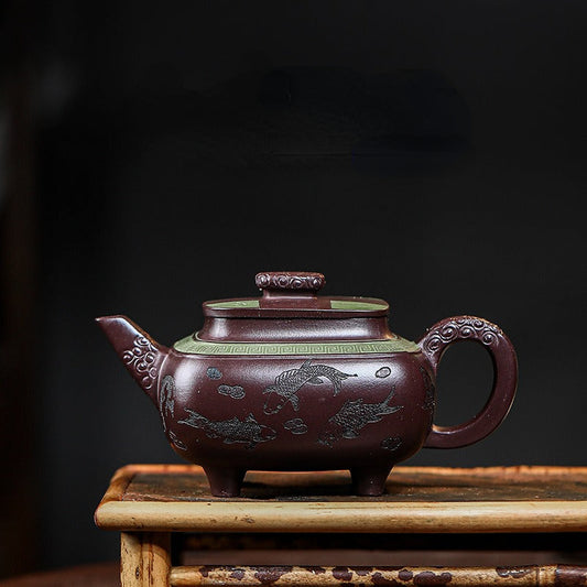 Full Handmade Yixing Zisha Teapot [Jiu Yu Xi Shui] (Zi Jia Ni - 400ml) - YIQIN TEA HOUSE | yiqinteahouse.com | >300ml, full handmade zisha teapot, new arrival, teapot, teaware