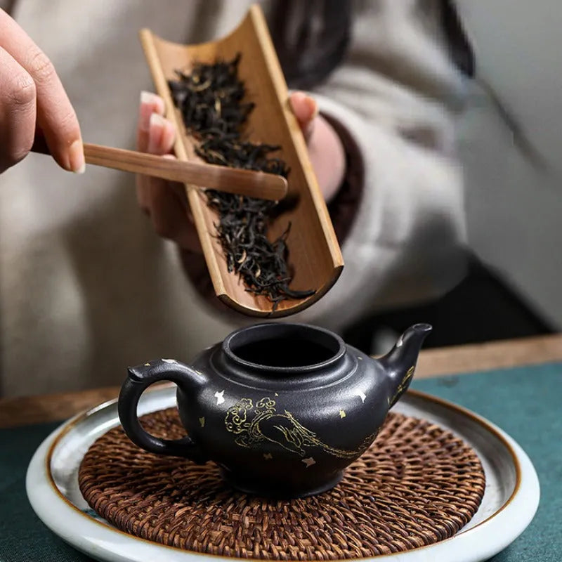 Full Handmade Yixing Zisha Teapot [Jixiang Xiao Ying] (Hei Luolan - 120ml) - YIQIN TEA HOUSE | yiqinteahouse.com | <200ml, full handmade zisha teapot, new arrival, teapot, teaware