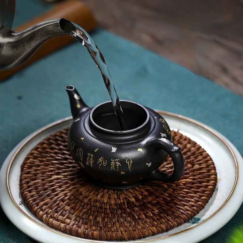 Full Handmade Yixing Zisha Teapot [Jixiang Xiao Ying] (Hei Luolan - 120ml) - YIQIN TEA HOUSE | yiqinteahouse.com | <200ml, full handmade zisha teapot, new arrival, teapot, teaware