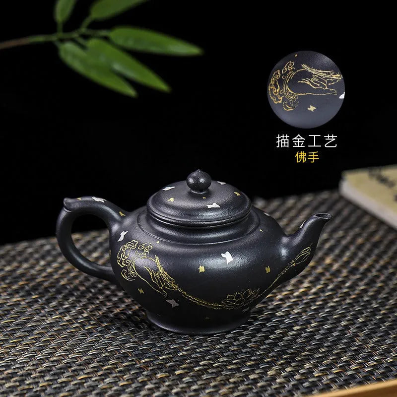 Full Handmade Yixing Zisha Teapot [Jixiang Xiao Ying] (Hei Luolan - 120ml) - YIQIN TEA HOUSE | yiqinteahouse.com | <200ml, full handmade zisha teapot, new arrival, teapot, teaware