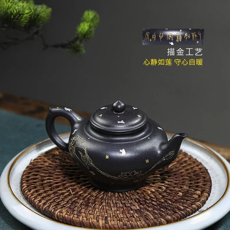 Full Handmade Yixing Zisha Teapot [Jixiang Xiao Ying] (Hei Luolan - 120ml) - YIQIN TEA HOUSE | yiqinteahouse.com | <200ml, full handmade zisha teapot, new arrival, teapot, teaware