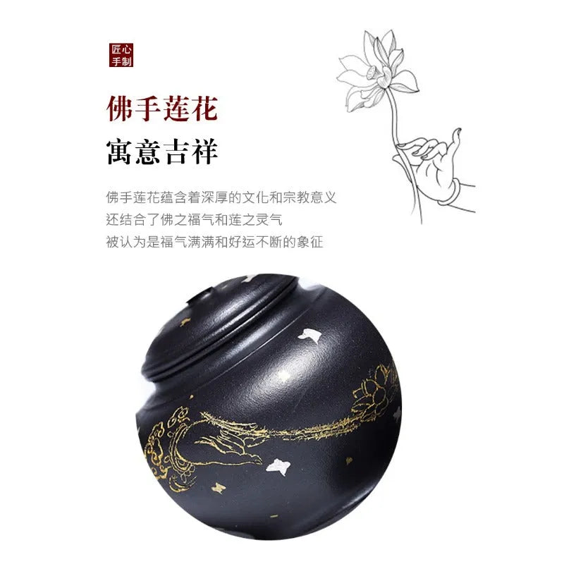 Full Handmade Yixing Zisha Teapot [Jixiang Xiao Ying] (Hei Luolan - 120ml) - YIQIN TEA HOUSE | yiqinteahouse.com | <200ml, full handmade zisha teapot, new arrival, teapot, teaware