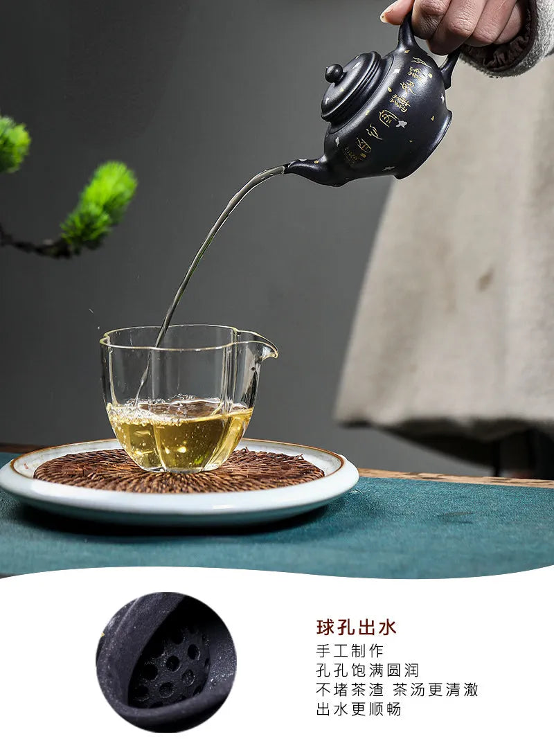 Full Handmade Yixing Zisha Teapot [Jixiang Xiao Ying] (Hei Luolan - 120ml) - YIQIN TEA HOUSE | yiqinteahouse.com | <200ml, full handmade zisha teapot, new arrival, teapot, teaware