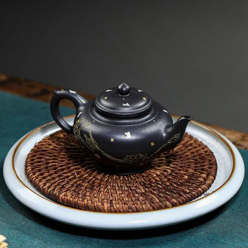 Full Handmade Yixing Zisha Teapot [Jixiang Xiao Ying] (Hei Luolan - 120ml) - YIQIN TEA HOUSE | yiqinteahouse.com | <200ml, full handmade zisha teapot, new arrival, teapot, teaware