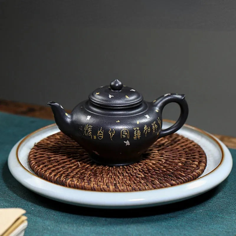 Full Handmade Yixing Zisha Teapot [Jixiang Xiao Ying] (Hei Luolan - 120ml) - YIQIN TEA HOUSE | yiqinteahouse.com | <200ml, full handmade zisha teapot, new arrival, teapot, teaware