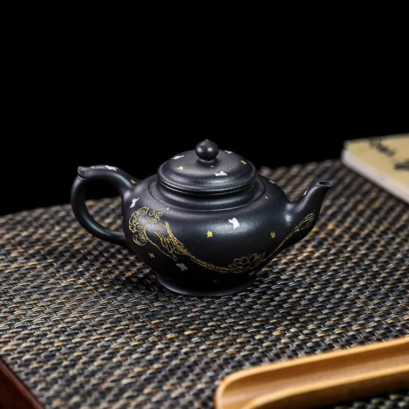 Full Handmade Yixing Zisha Teapot [Jixiang Xiao Ying] (Hei Luolan - 120ml) - YIQIN TEA HOUSE | yiqinteahouse.com | <200ml, full handmade zisha teapot, new arrival, teapot, teaware