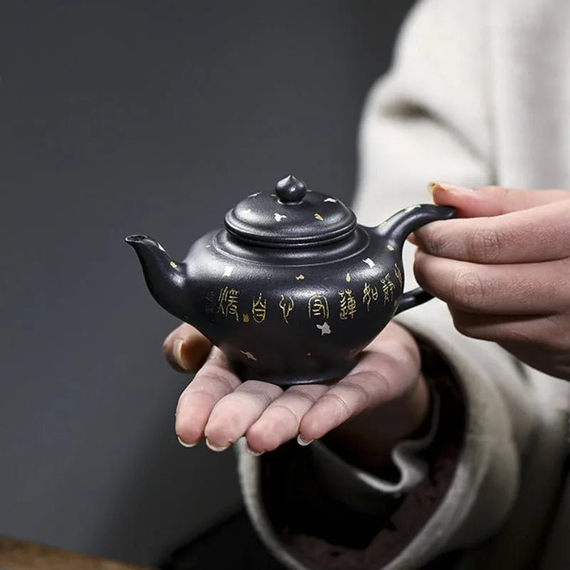 Full Handmade Yixing Zisha Teapot [Jixiang Xiao Ying] (Hei Luolan - 120ml) - YIQIN TEA HOUSE | yiqinteahouse.com | <200ml, full handmade zisha teapot, new arrival, teapot, teaware