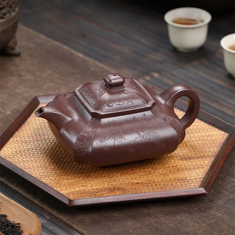 全手工宜兴紫砂茶壶[聚福] (紫泥- 450ml)