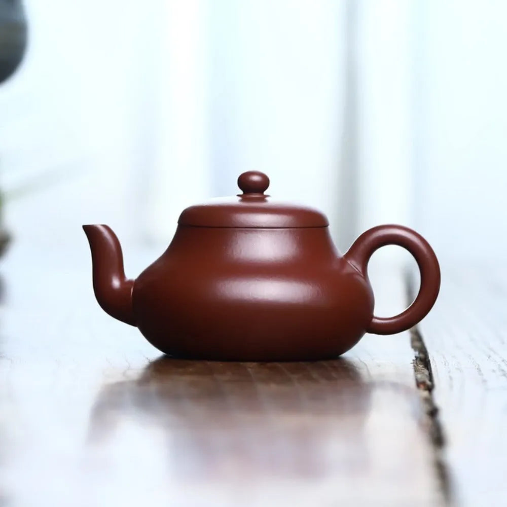 Full Handmade Yixing Zisha Teapot [Junde Pot] (Zhu Ni - 170ml) - YIQIN TEA HOUSE | yiqinteahouse.com | <200ml, full handmade zisha teapot, new arrival, plain smooth, teapot, teaware