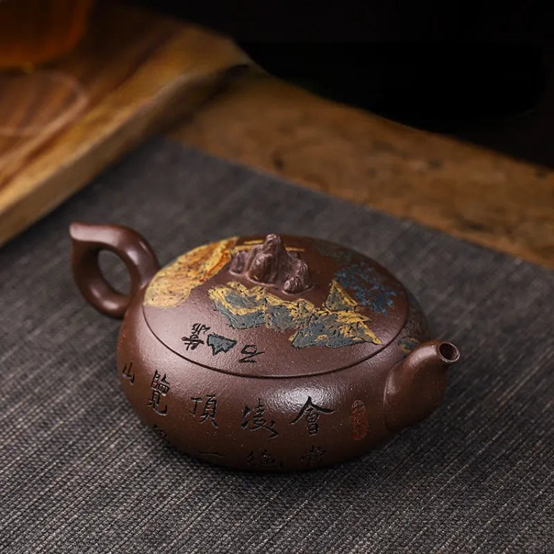 Full Handmade Yixing Zisha Teapot [Kaoshan Shi] (Ziyu Jin Sha - 270ml) - YIQIN TEA HOUSE | yiqinteahouse.com | 200-300ml, full handmade zisha teapot, new arrival, teapot, teaware