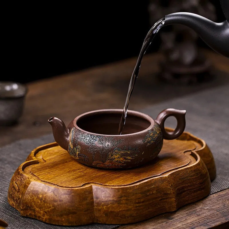 Full Handmade Yixing Zisha Teapot [Kaoshan Shi] (Ziyu Jin Sha - 270ml) - YIQIN TEA HOUSE | yiqinteahouse.com | 200-300ml, full handmade zisha teapot, new arrival, teapot, teaware